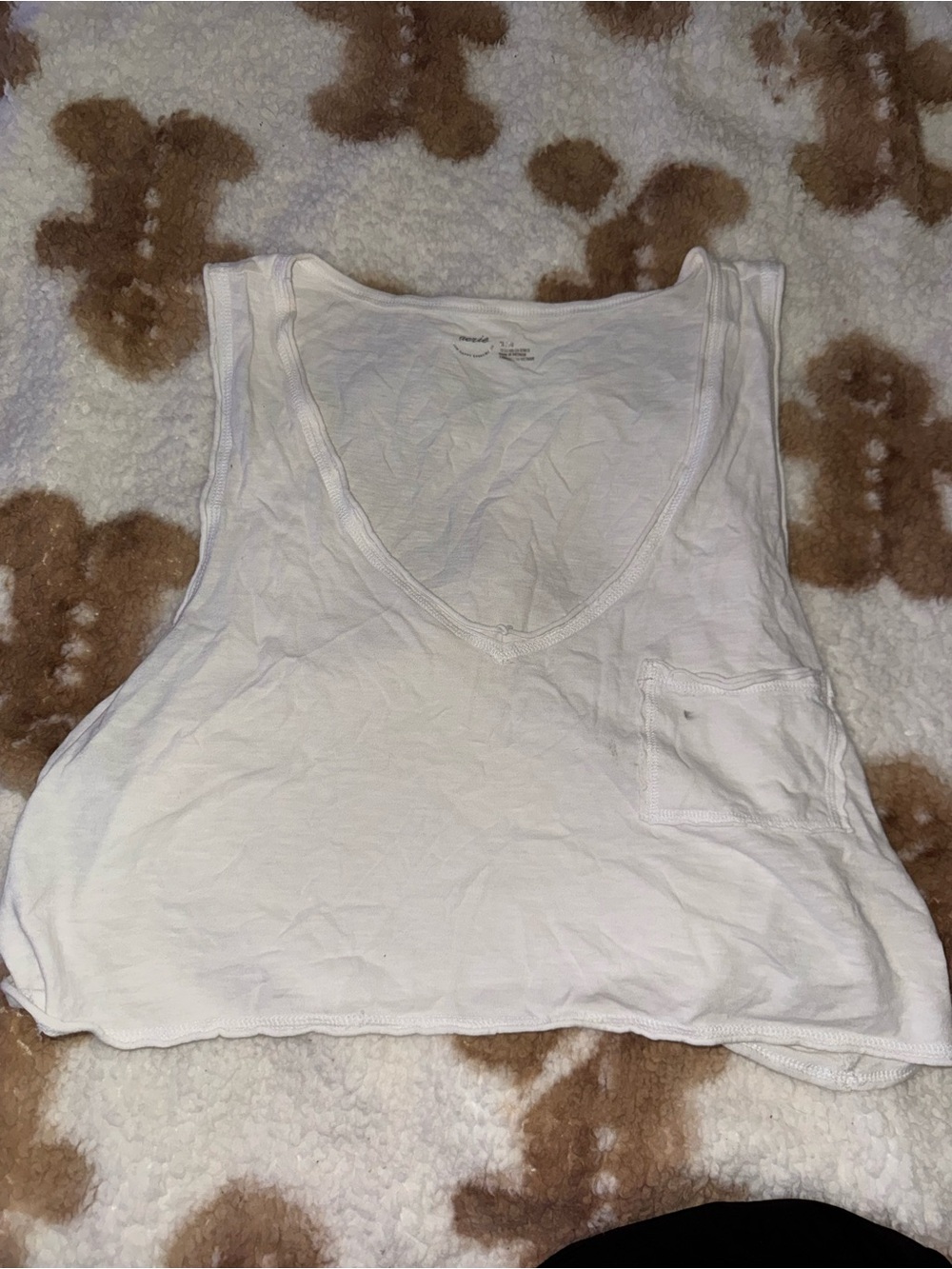 aerie White Scoop Neck Tank with Pocket